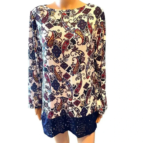 Lane Bryant Floral Soft Comfy Stretchy Spring Summer Tunic Top Women L 14/16 - Picture 1 of 5
